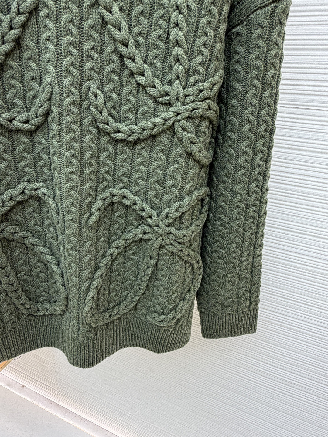 LOEWE 罗意威 Anagram 麻花编织圆领毛衣 针织衫 长袖 绿色 灰色 B0 H526Y14K83-4160