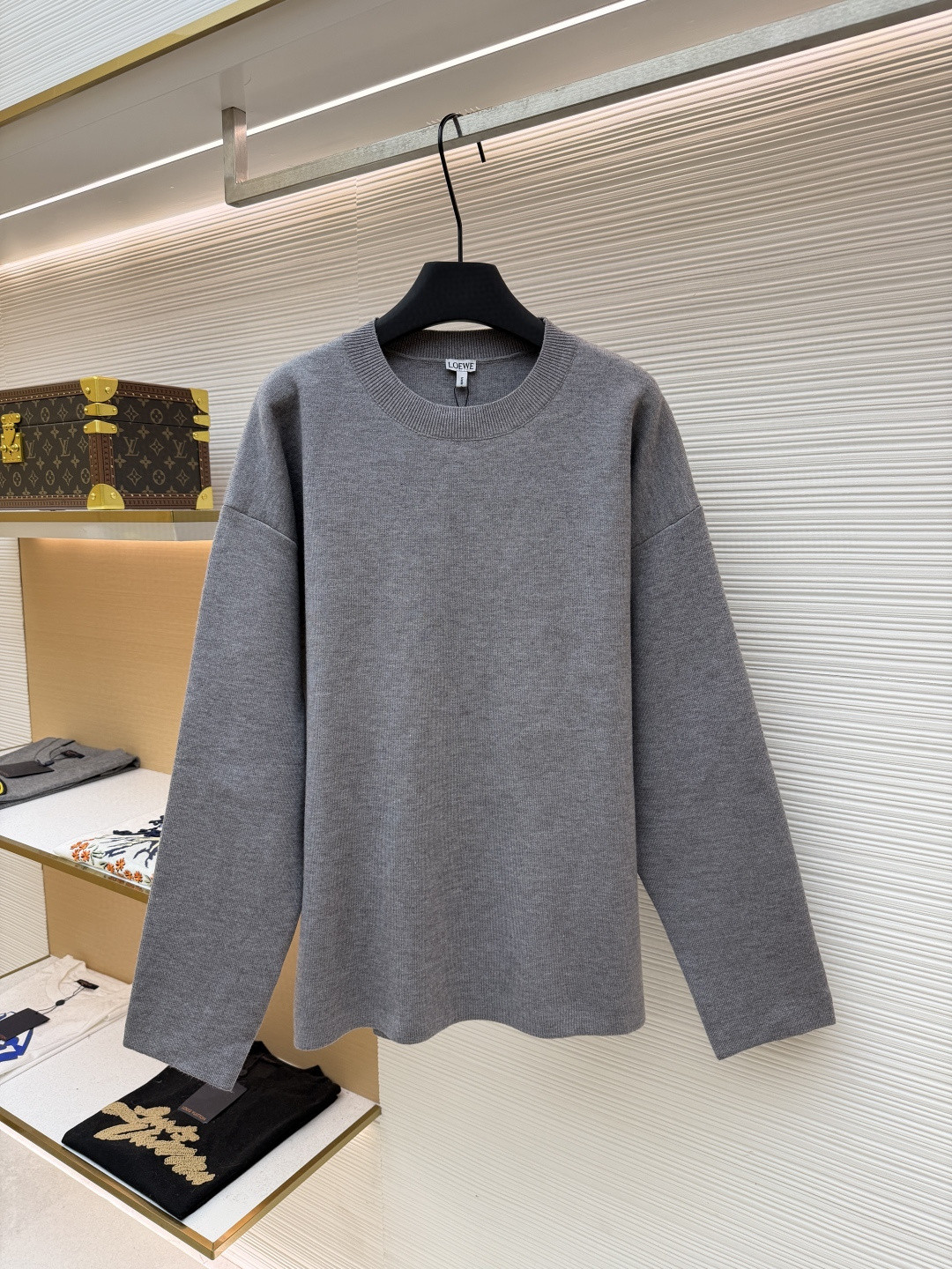 LOEWE 罗意威 垫衬3D刺绣圆领毛衣 针织衫 长袖 蓝色 灰色 A7 H526Y14KK7-5110