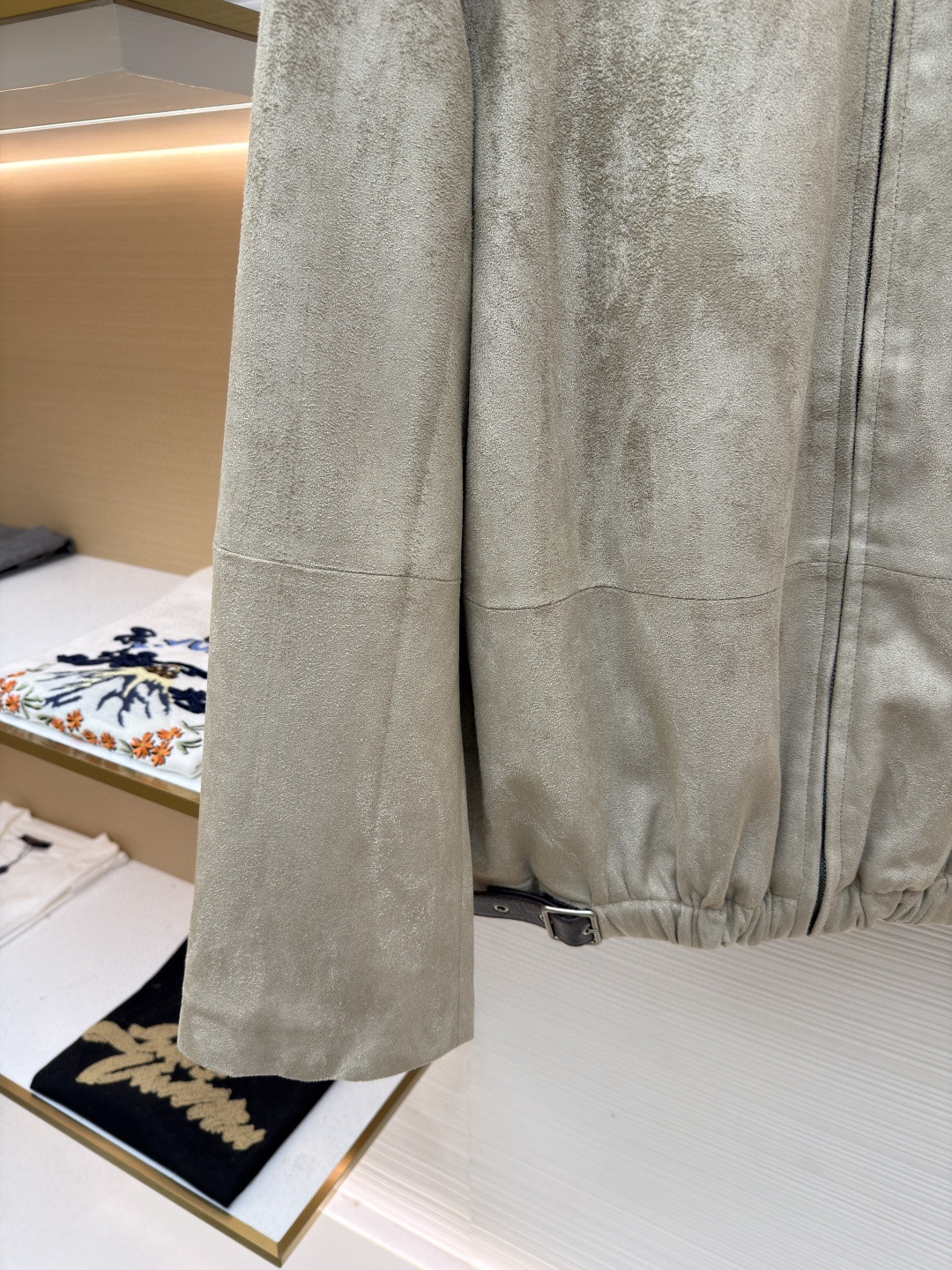 LOEWE 罗意威 Louis Wain 联名 麂皮褶裥腰带皮衣 外套 夹克 长袖 米色 B5 S540Y34L58-2210