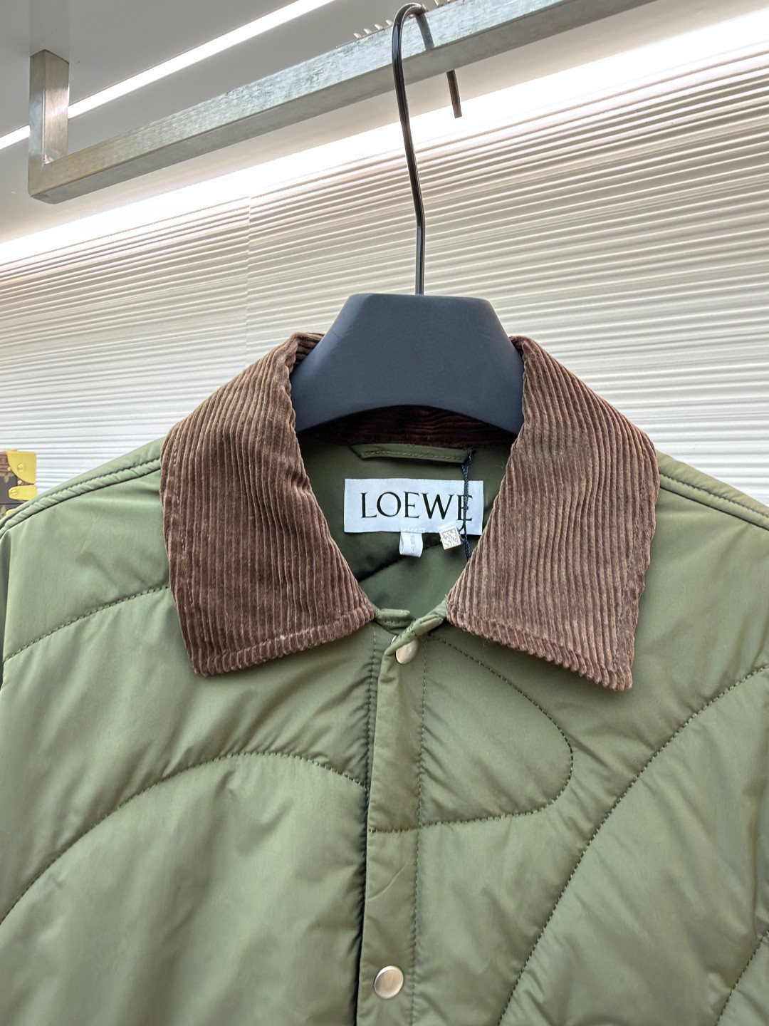 LOEWE 罗意威 棕绒领绗花棉服 外套 夹克 长袖 绿色 C0 H526Y02X43-4160