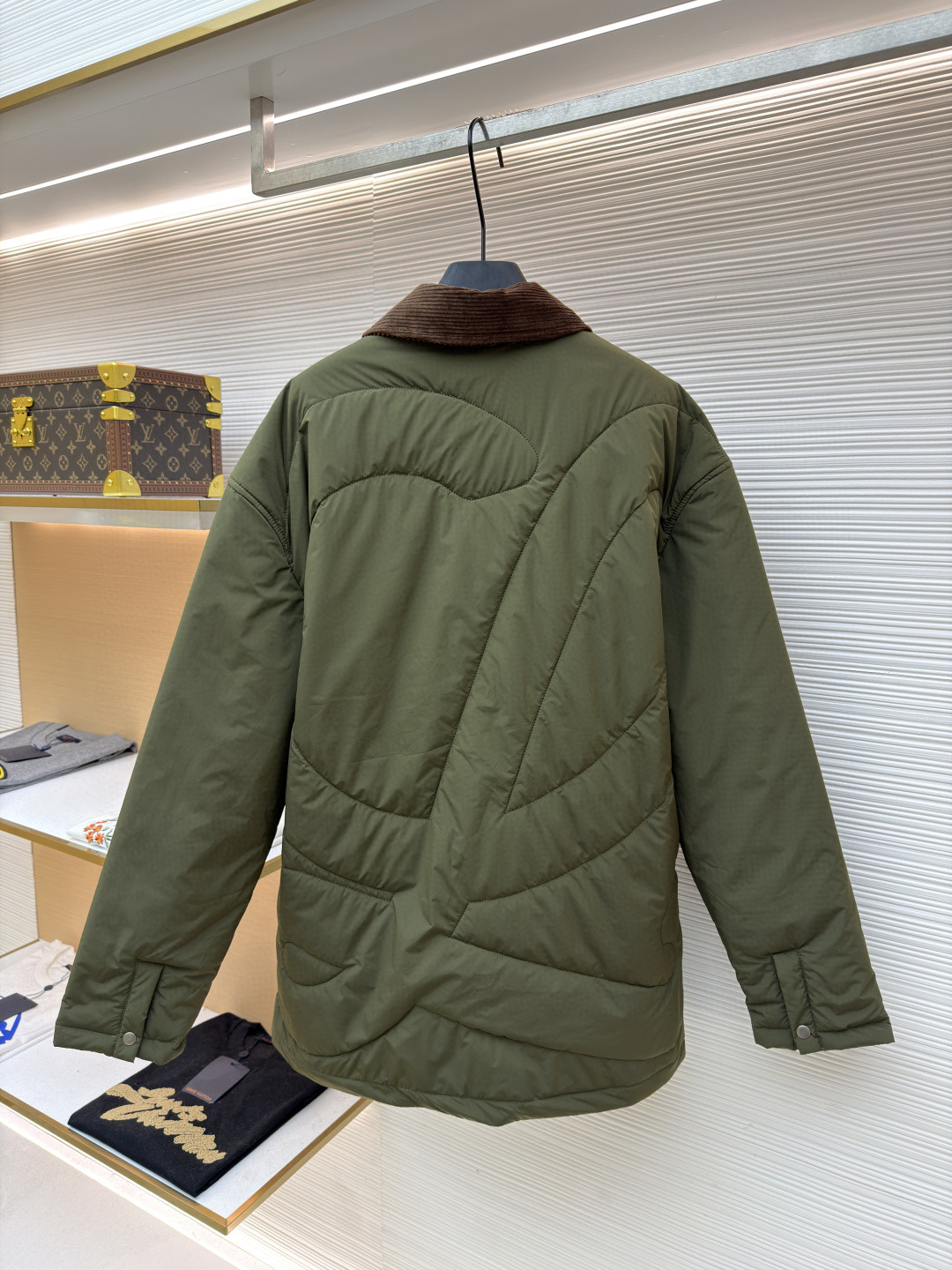 LOEWE 罗意威 棕绒领绗花棉服 外套 夹克 长袖 绿色 C0 H526Y02X43-4160