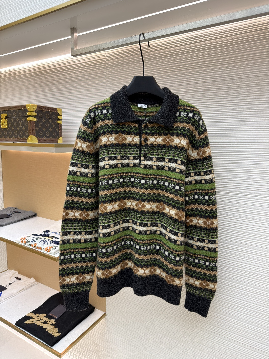 LOEWE 罗意威全毛圣诞绿毛衣 Polo领针织衫 外套 长袖 绿色 B0 H526Y14KHU-4061