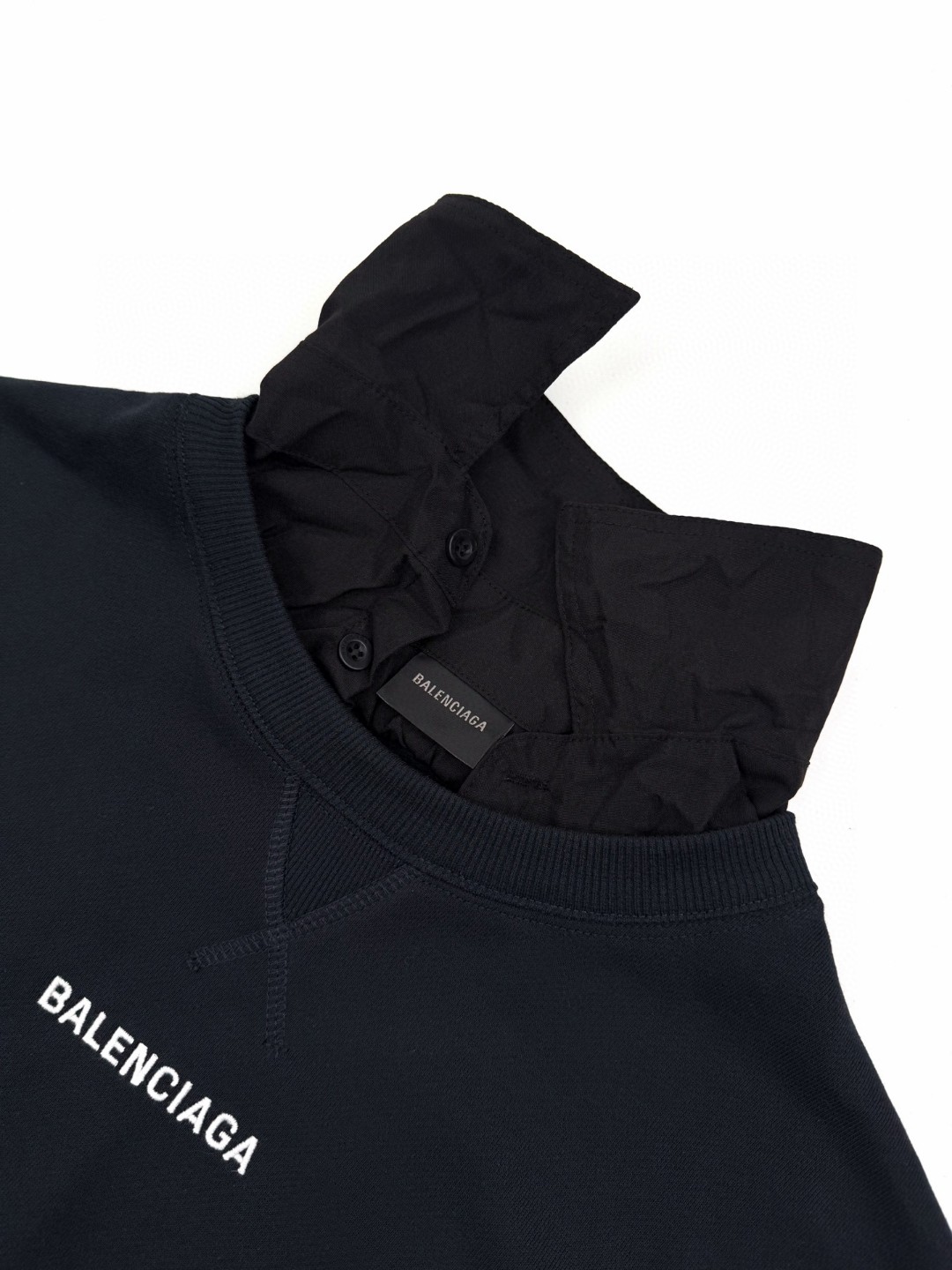 Balenciaga 巴黎世家 衬衫领卫衣 外套 长袖 黑色 A7 850363TTVJ21569