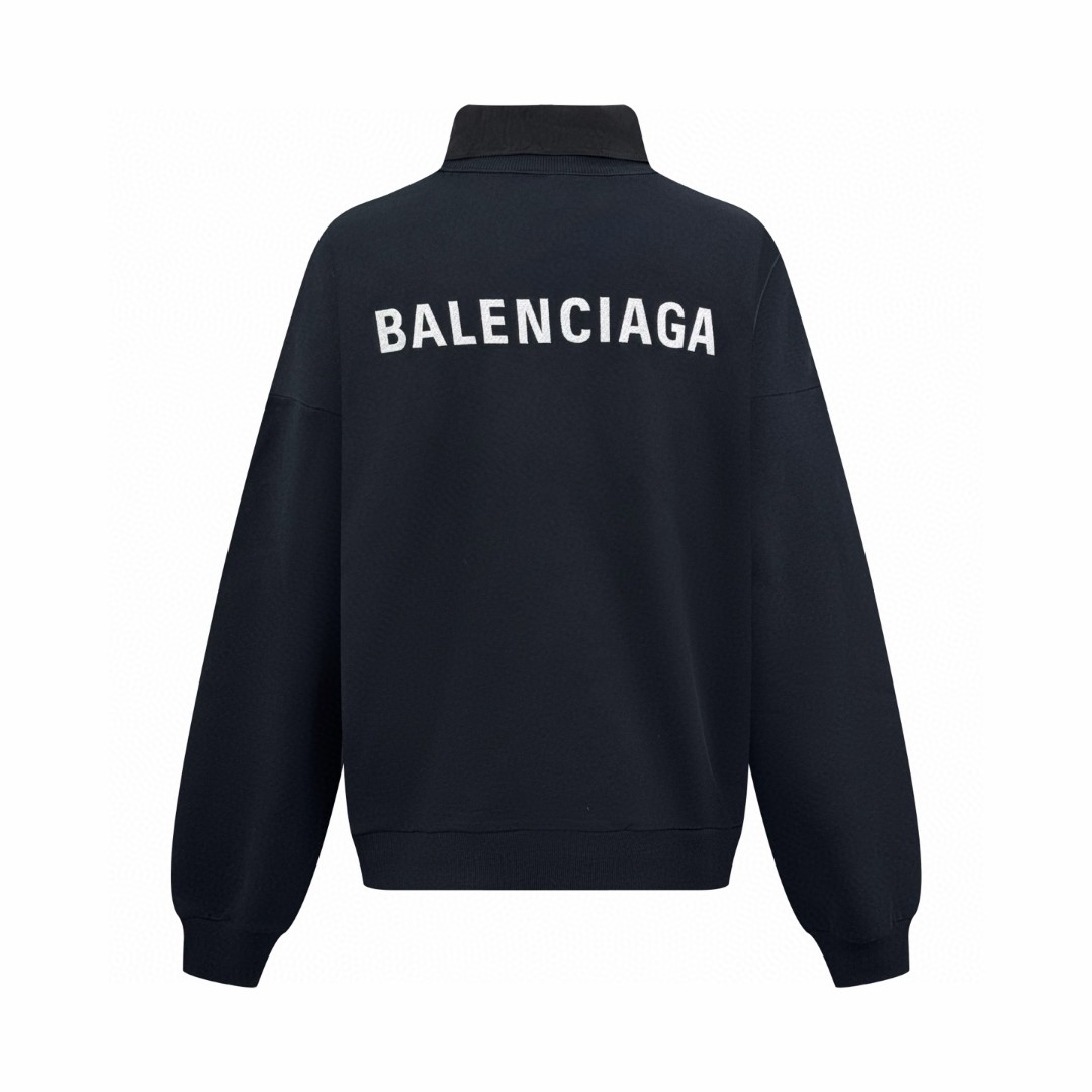 Balenciaga 巴黎世家 衬衫领卫衣 外套 长袖 黑色 A7 850363TTVJ21569