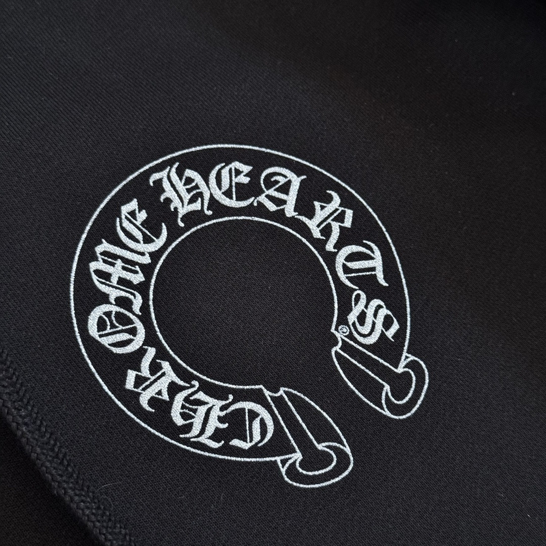 925纯银 Chrome Hearts 克罗心 梵文烫银拉链卫衣 外套 长袖 黑色 A5 