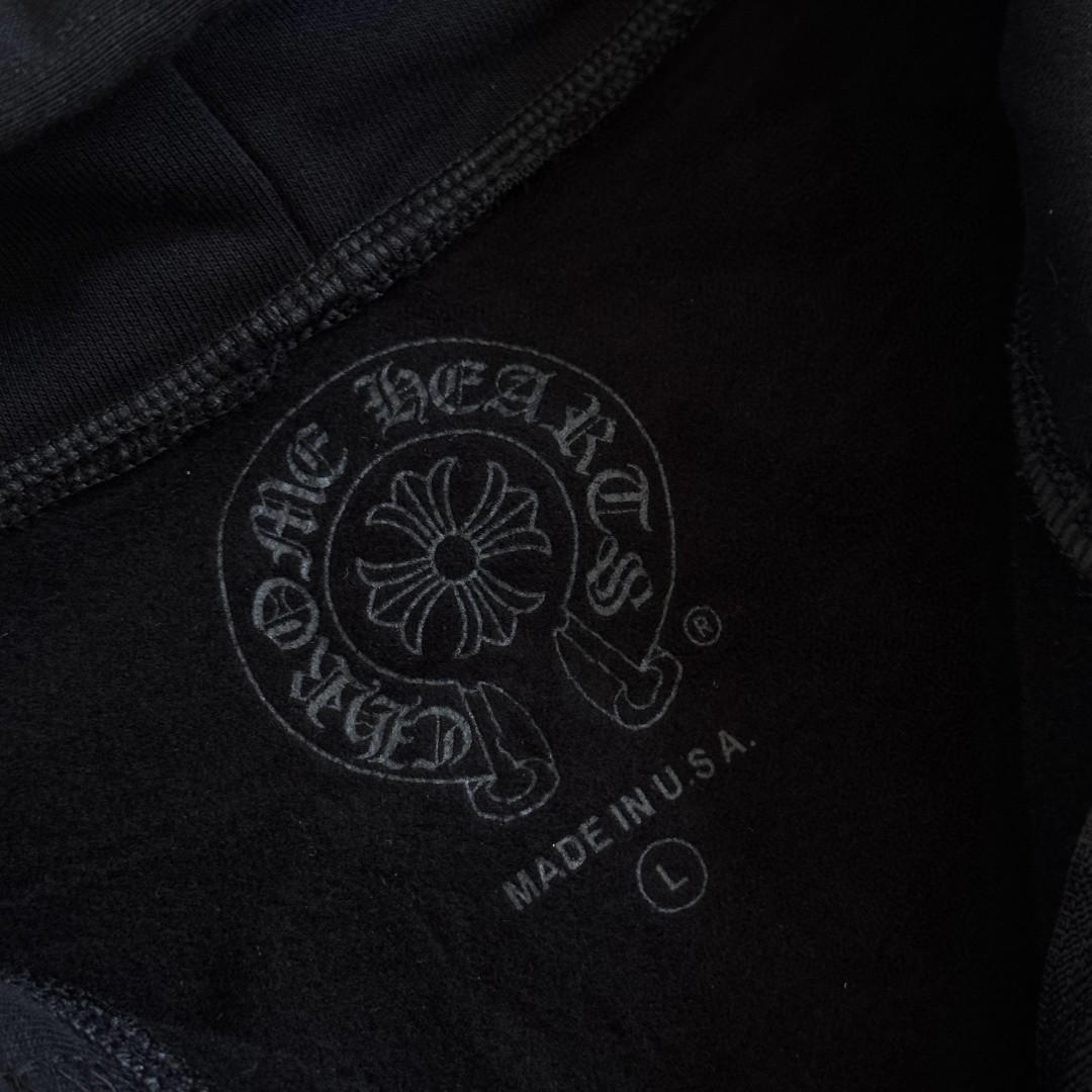 925纯银 Chrome Hearts 克罗心 梵文烫银拉链卫衣 外套 长袖 黑色 A5 
