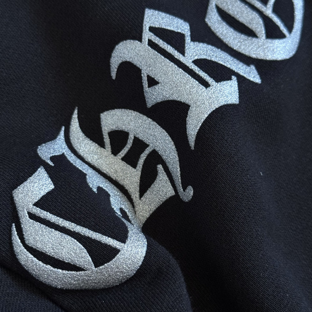 925纯银 Chrome Hearts 克罗心 梵文烫银拉链卫衣 外套 长袖 黑色 A5 