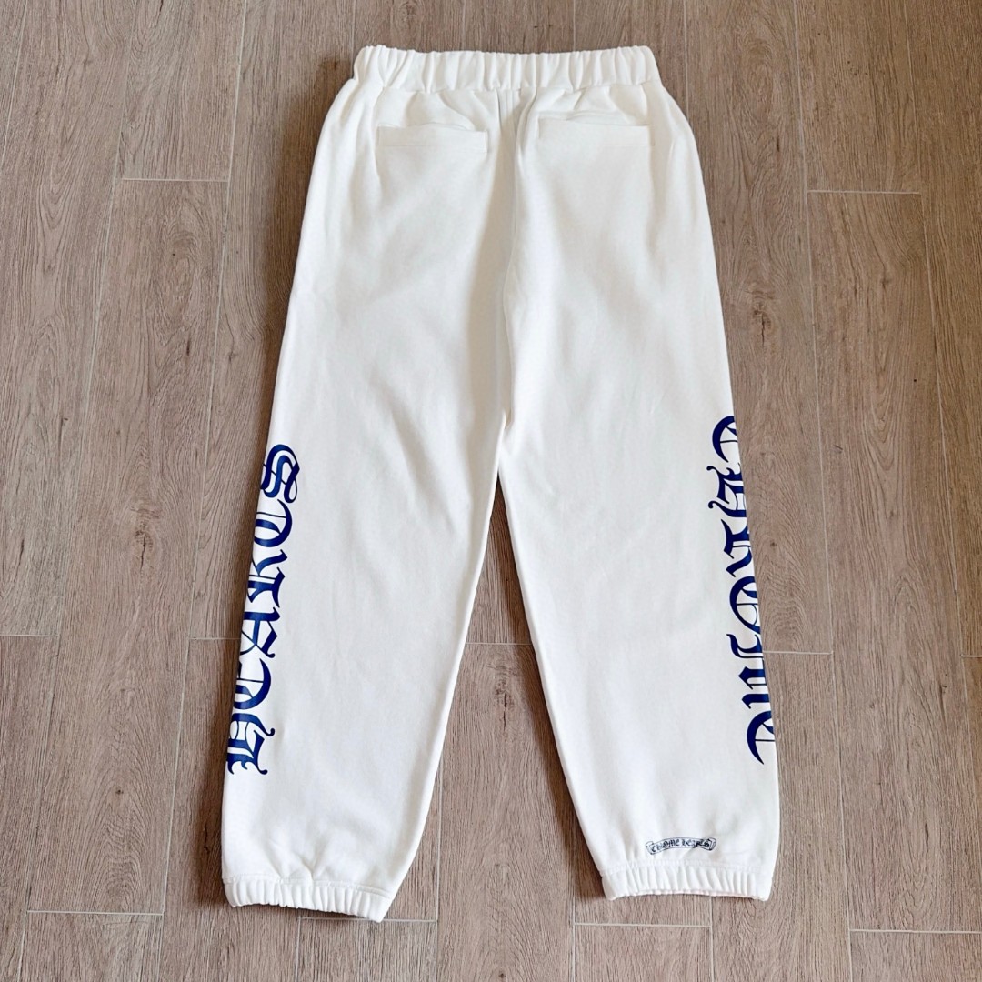 Chrome Hearts 克罗心 侧边梵文字母松紧腰运动裤 卫裤 休闲裤 长裤 裤子 白色 黑色