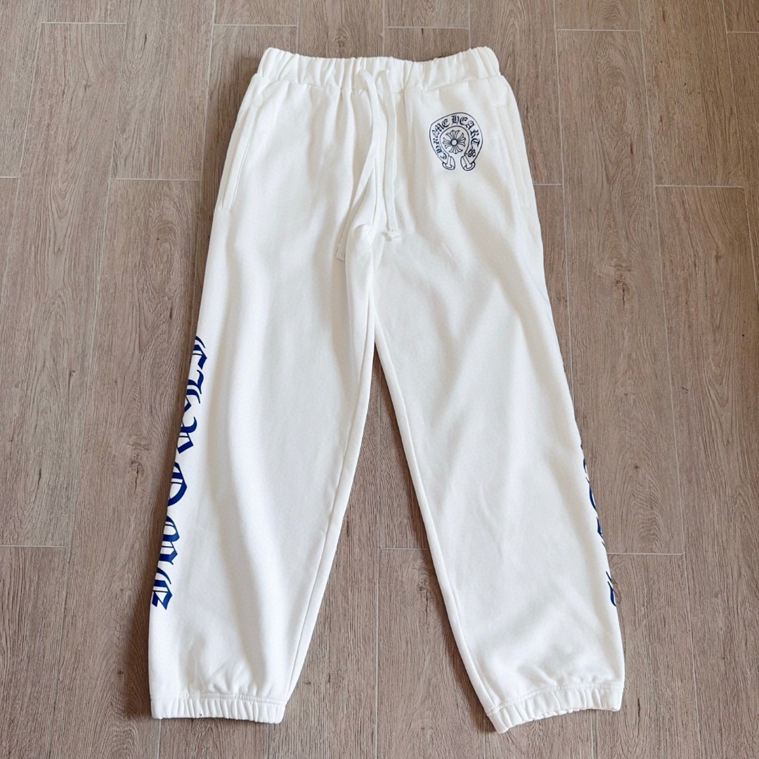 Chrome Hearts 克罗心 侧边梵文字母松紧腰运动裤 卫裤 休闲裤 长裤 裤子 白色 黑色