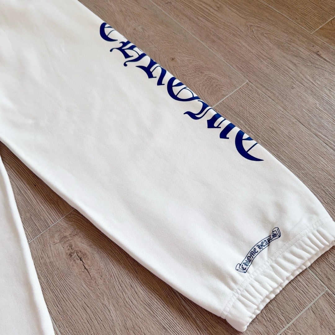 Chrome Hearts 克罗心 侧边梵文字母松紧腰运动裤 卫裤 休闲裤 长裤 裤子 白色 黑色