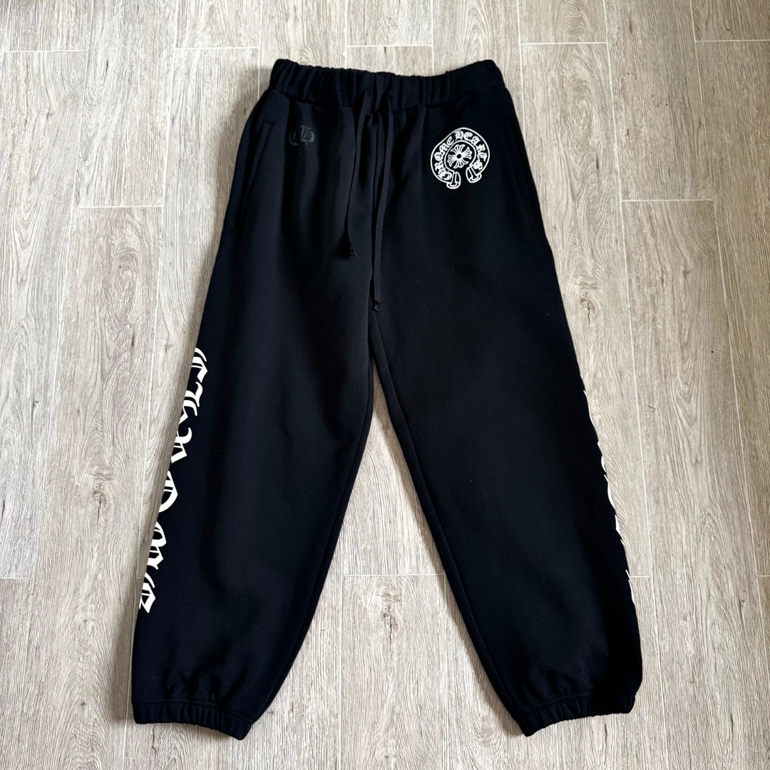 Chrome Hearts 克罗心 侧边梵文字母松紧腰运动裤 卫裤 休闲裤 长裤 裤子 白色 黑色