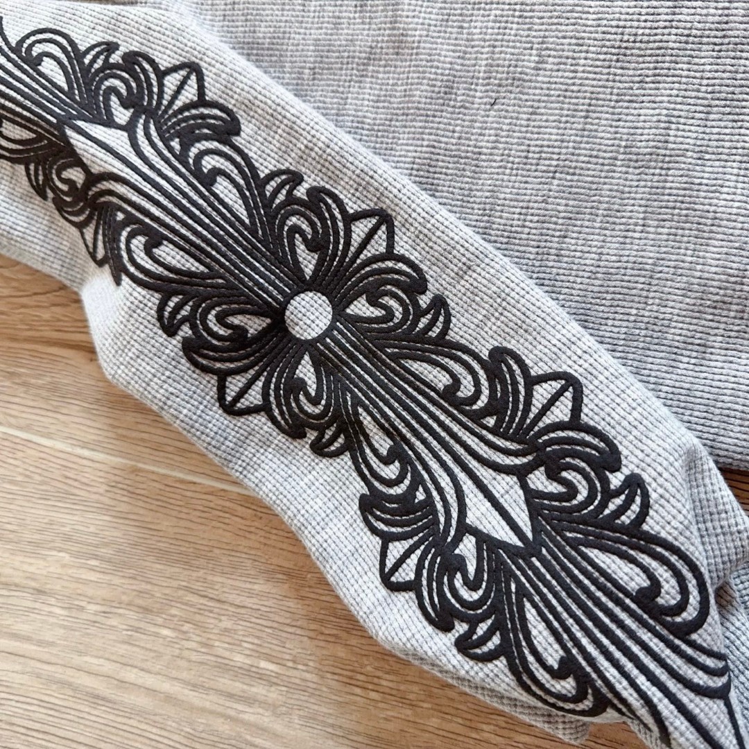 Chrome Hearts 克罗心 华夫格 胸前马蹄双花臂长袖卫衣 T恤 套头 白色 黑色  灰色 A5 CH-20251771