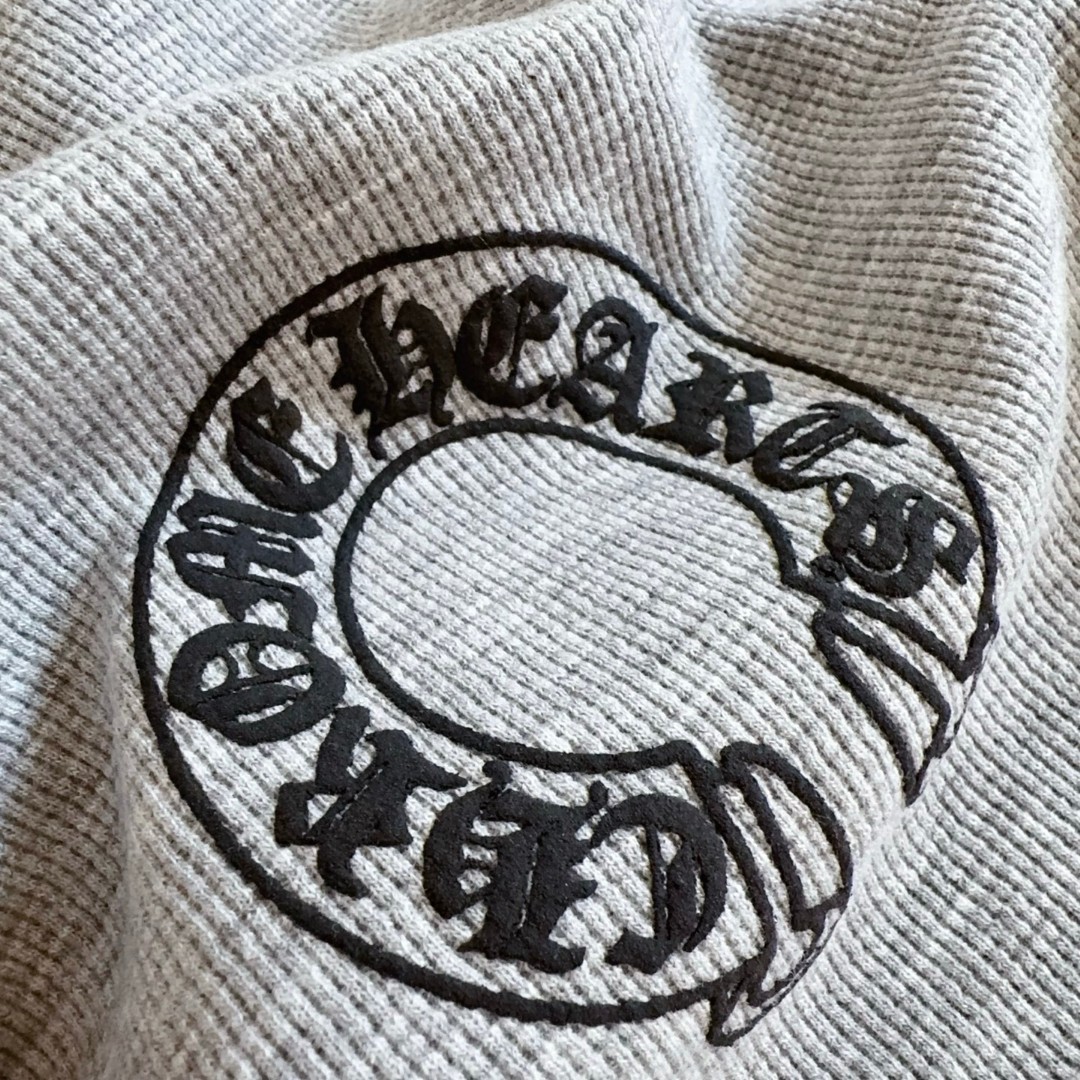 Chrome Hearts 克罗心 华夫格 胸前马蹄双花臂长袖卫衣 T恤 套头 白色 黑色  灰色 A5 CH-20251771