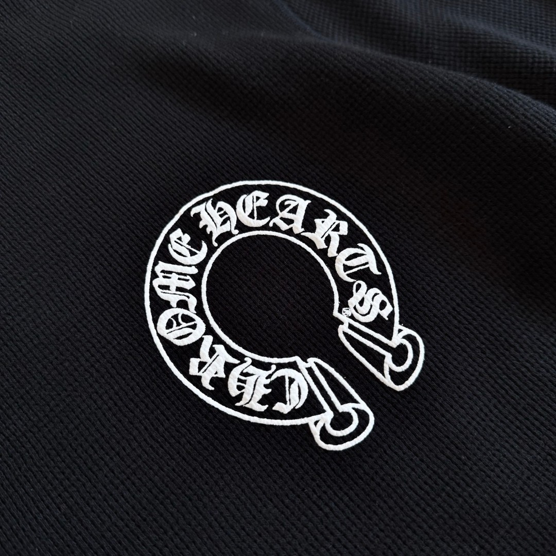 Chrome Hearts 克罗心 华夫格 胸前马蹄双花臂长袖卫衣 T恤 套头 白色 黑色  灰色 A5 CH-20251771