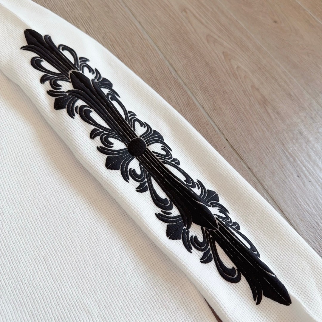 Chrome Hearts 克罗心 华夫格 胸前马蹄双花臂长袖卫衣 T恤 套头 白色 黑色  灰色 A5 CH-20251771