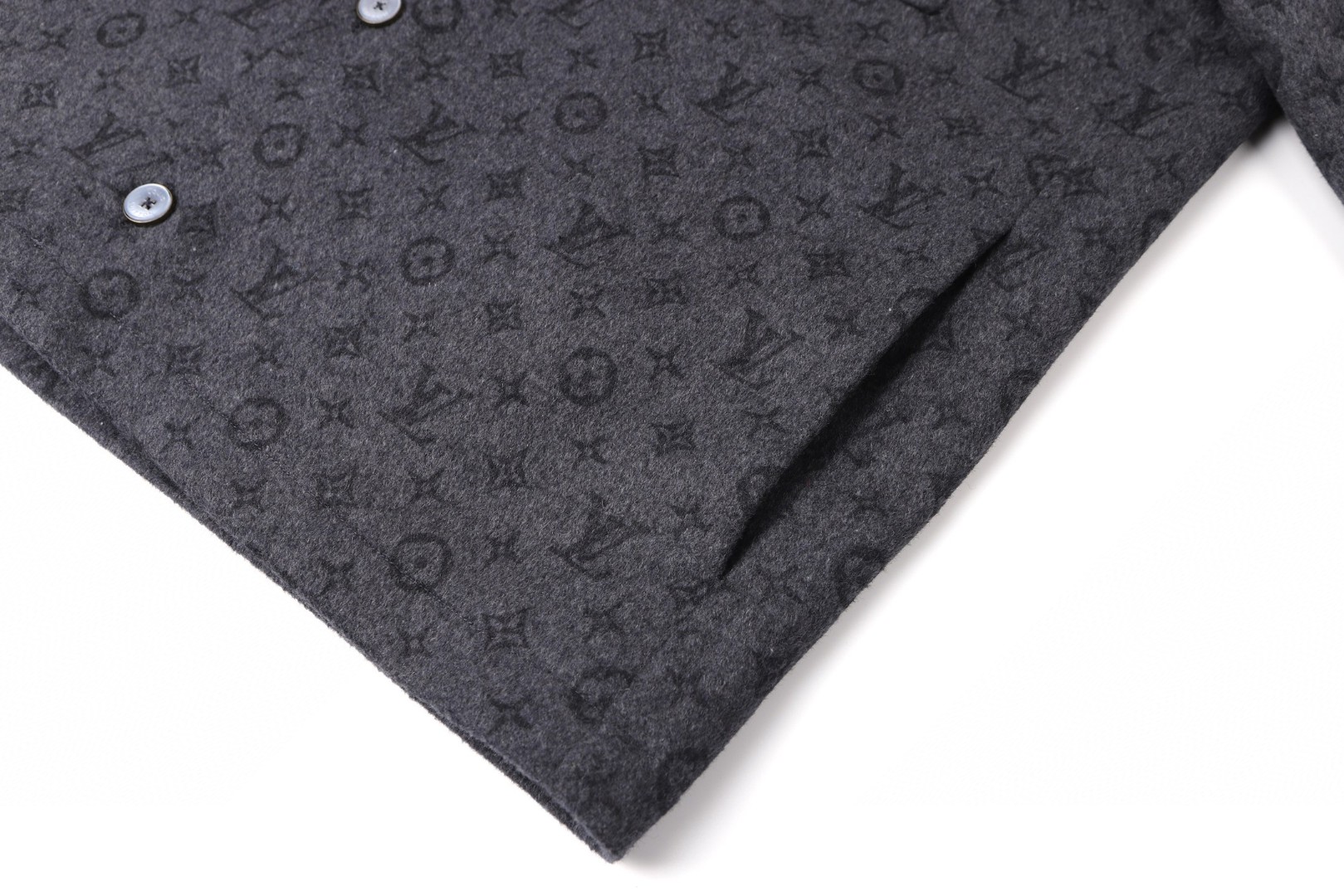 LOUIS VUITTON 路易威登衬衫式羊毛毛呢外套 夹克 灰色 C0 1AIWGN