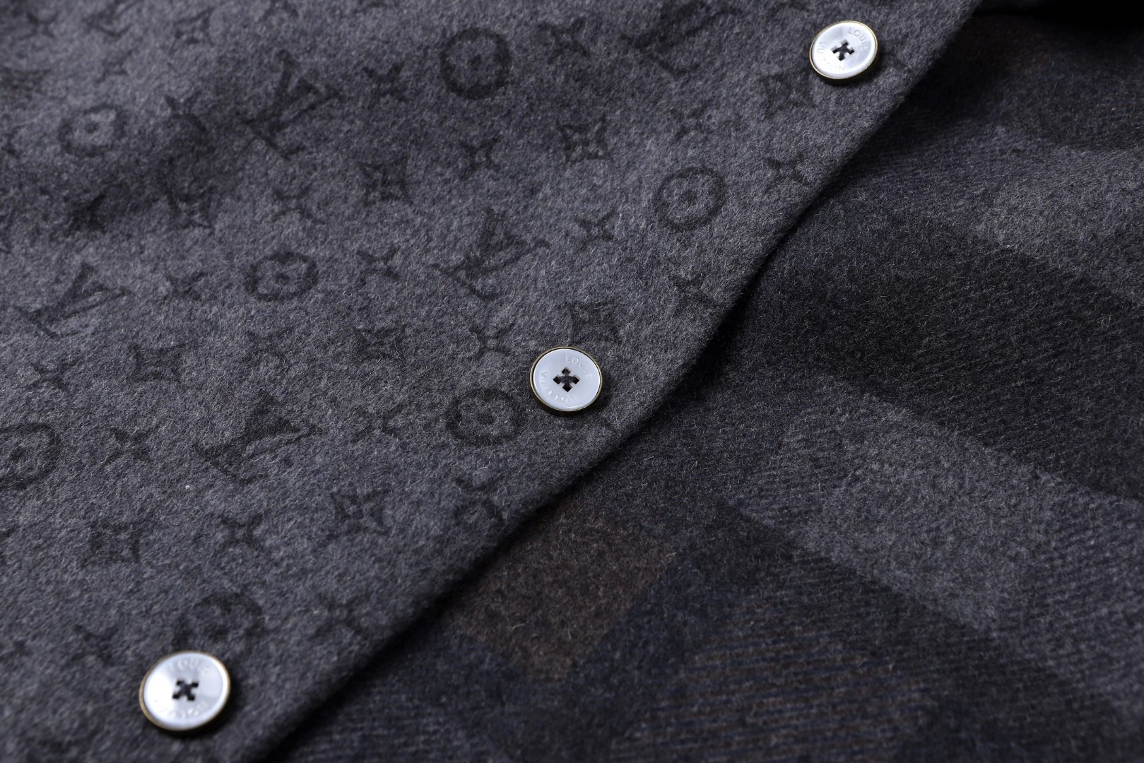 LOUIS VUITTON 路易威登衬衫式羊毛毛呢外套 夹克 灰色 C0 1AIWGN