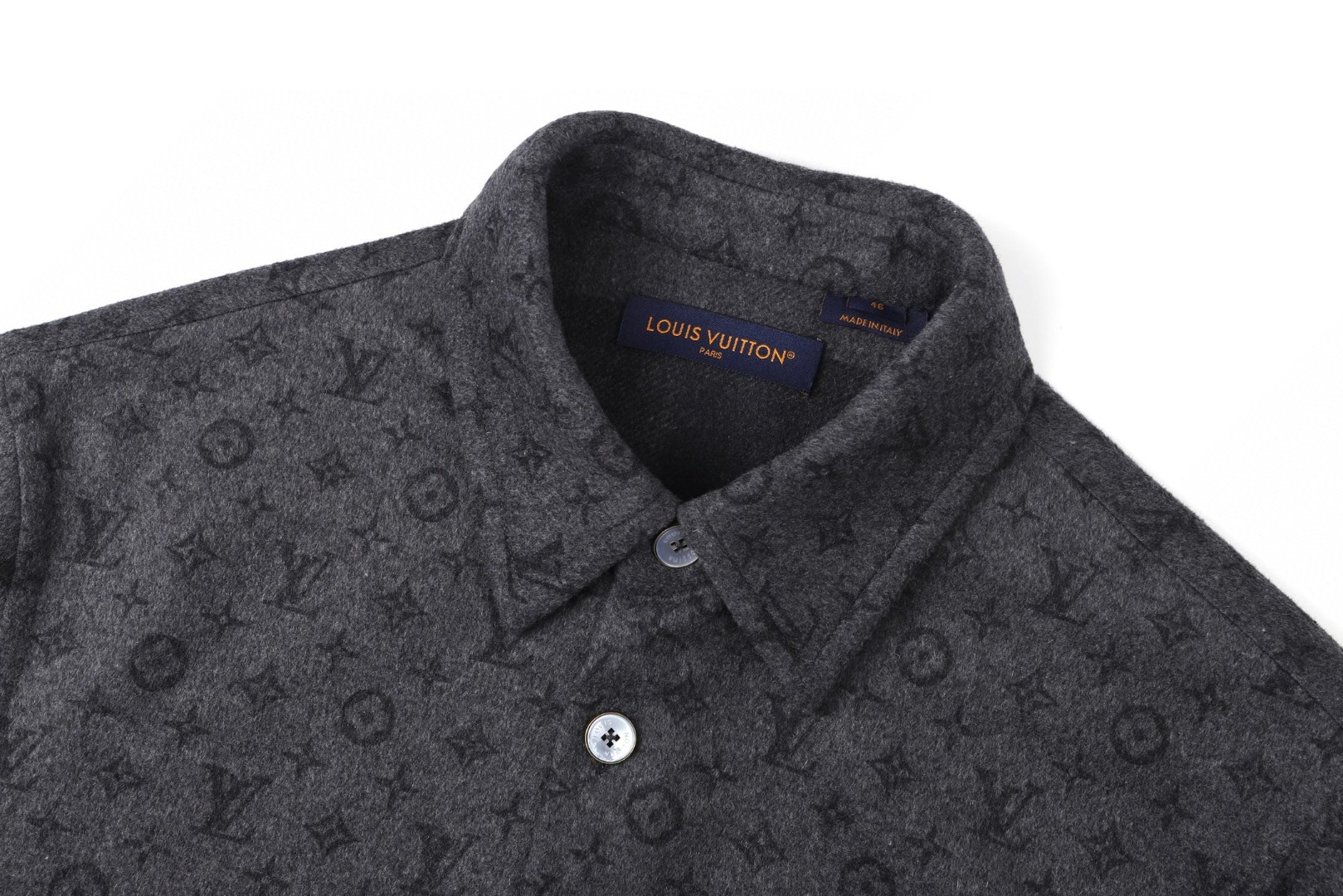 LOUIS VUITTON 路易威登衬衫式羊毛毛呢外套 夹克 灰色 C0 1AIWGN