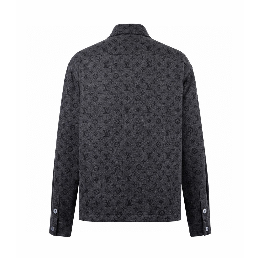 LOUIS VUITTON 路易威登衬衫式羊毛毛呢外套 夹克 灰色 C0 1AIWGN