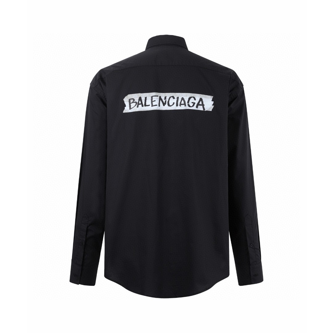Balenciaga 巴黎世家 胶带印花衬衫 外套 长袖 黑色 A5 857809TRM281000