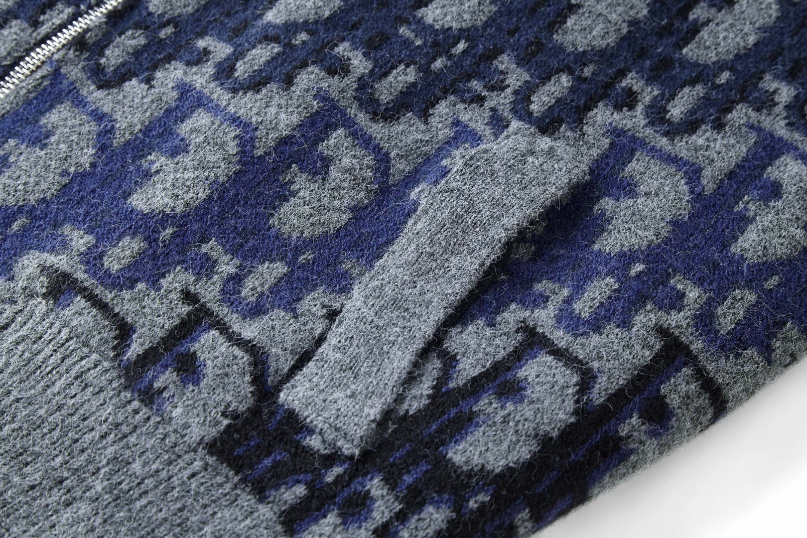 DIOR 迪奥 全幅提花针织拉链外套 夹克 毛衣 秋冬 长袖 蓝色 灰色 B5 613M403A2026-C885