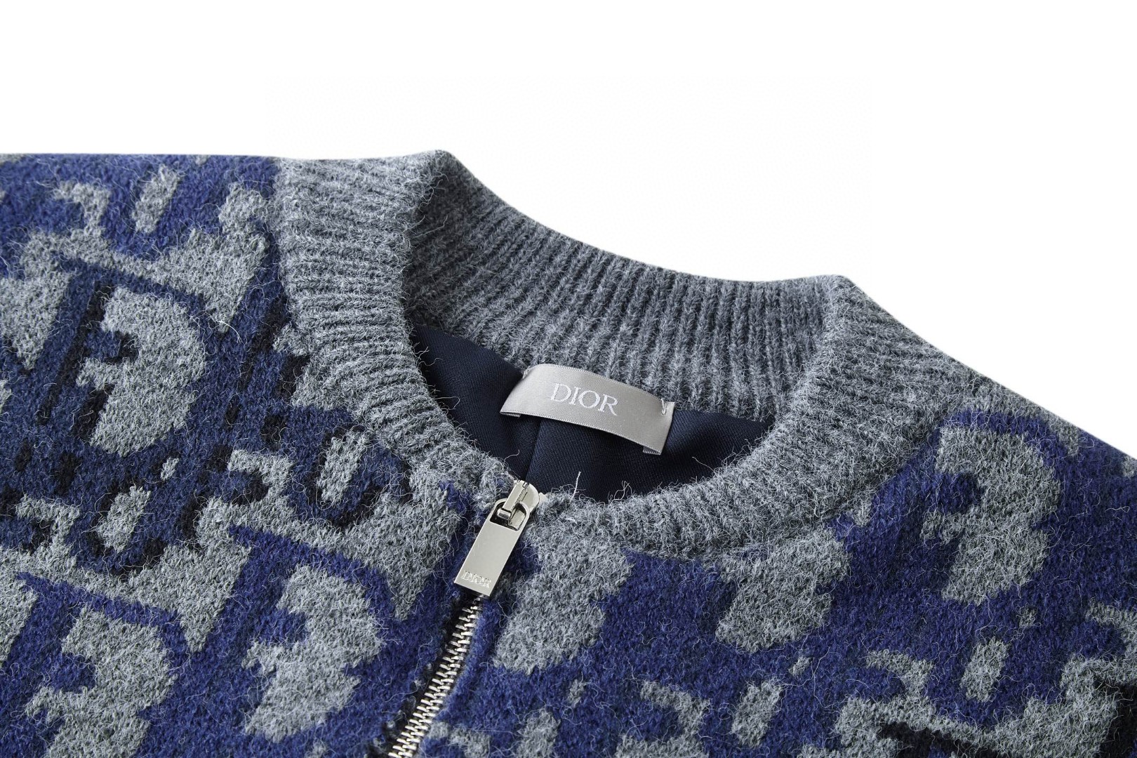 DIOR 迪奥 全幅提花针织拉链外套 夹克 毛衣 秋冬 长袖 蓝色 灰色 B5 613M403A2026-C885