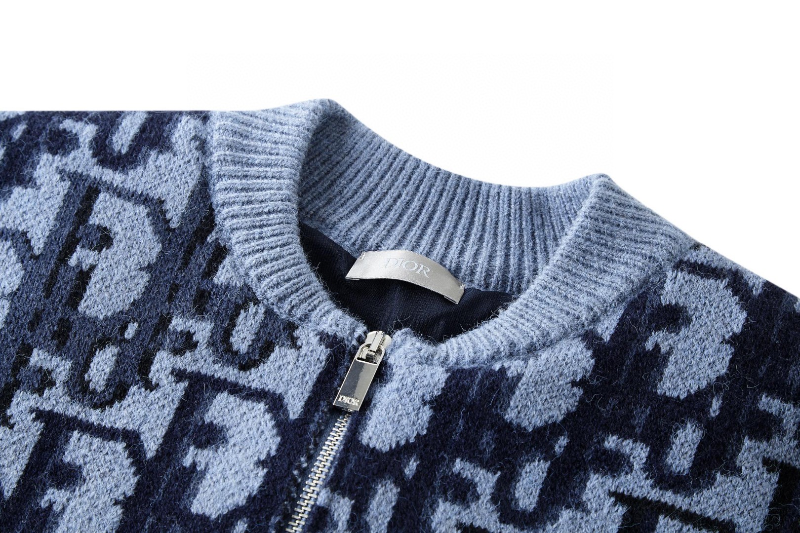 DIOR 迪奥 全幅提花针织拉链外套 夹克 毛衣 秋冬 长袖 蓝色 灰色 B5 613M403A2026-C885
