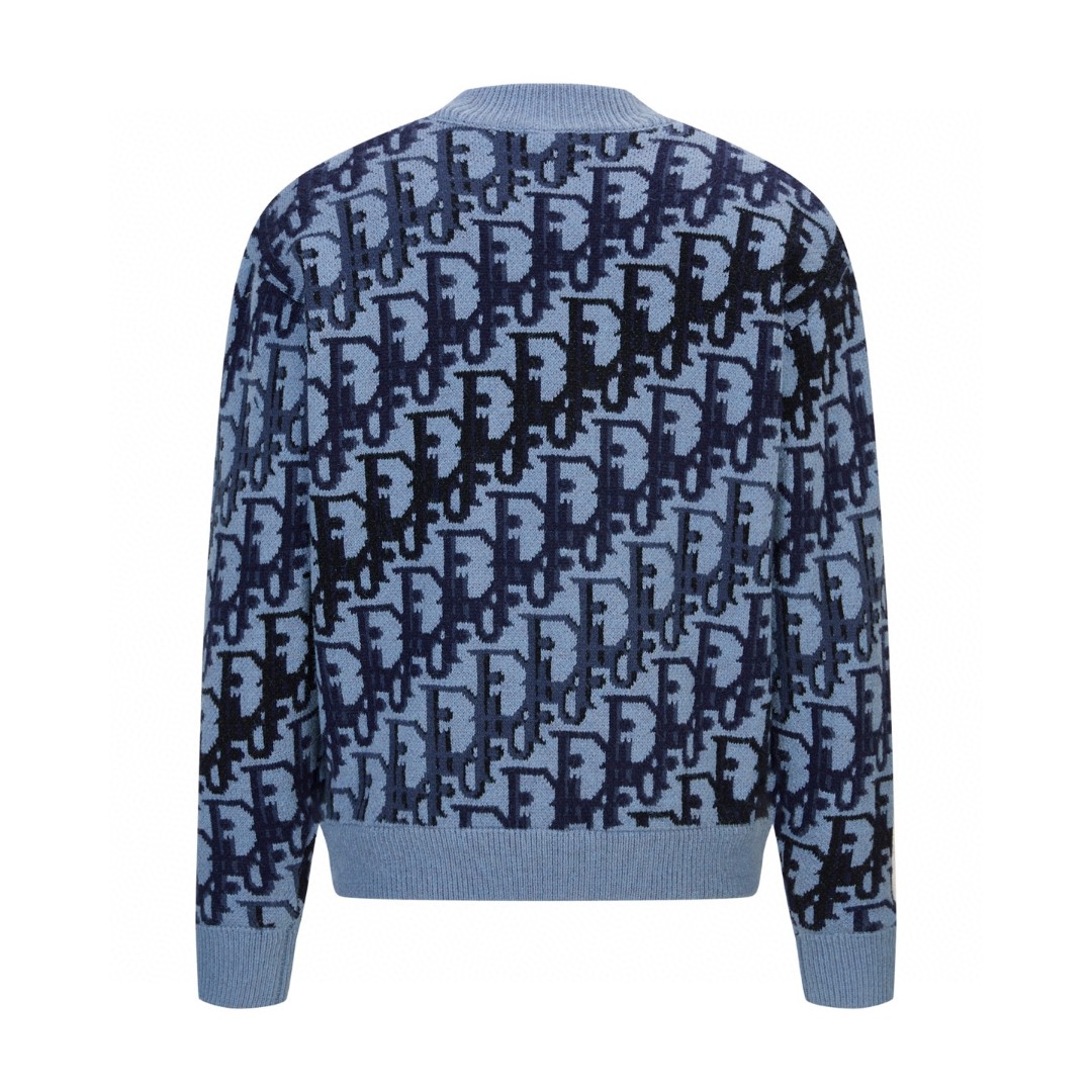 DIOR 迪奥 全幅提花针织拉链外套 夹克 毛衣 秋冬 长袖 蓝色 灰色 B5 613M403A2026-C885