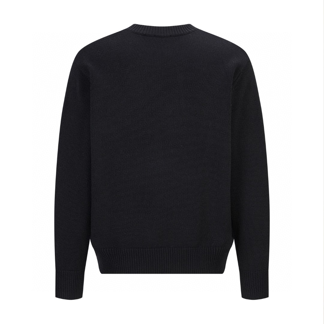 FENDI 芬迪 双F皮绒刺绣毛衣 针织衫 长袖 黑色 A7 FZX091AW09F1UVU