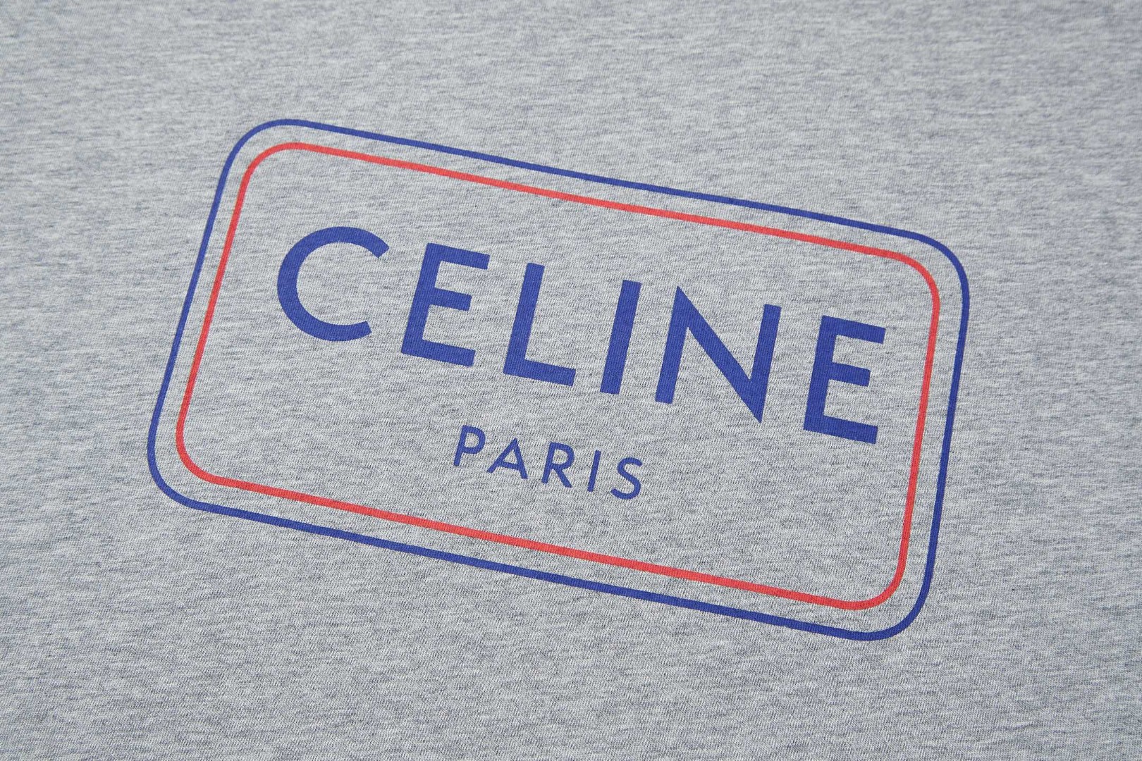 CELINE 赛琳 印花字母标识 短袖 T恤 圆领 夏款 灰色 白色 A0 RX0IA507Z-GIF7