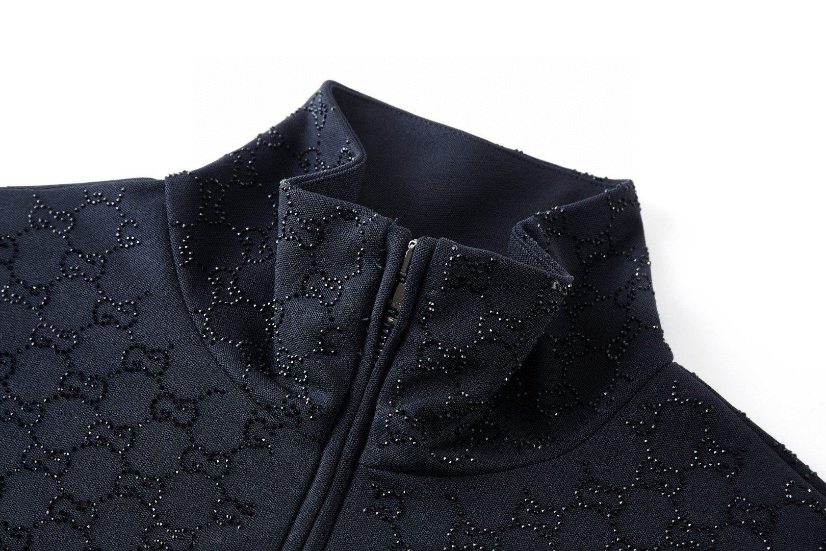 GUCCl 古驰 烫钻拉链立领外套 夹克 长袖 深蓝色 B5 852675-XJHML-4330