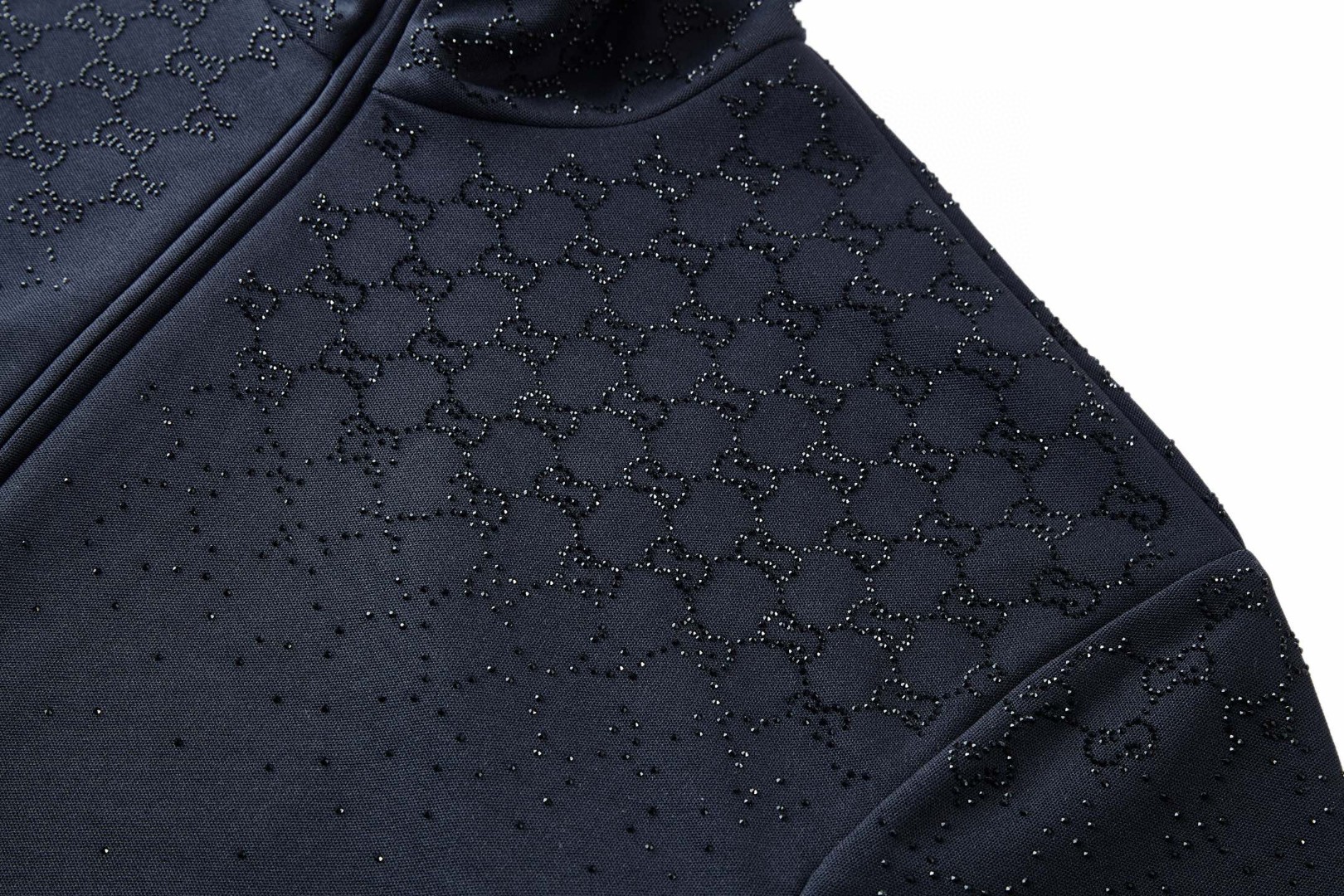 GUCCl 古驰 烫钻拉链立领外套 夹克 长袖 深蓝色 B5 852675-XJHML-4330