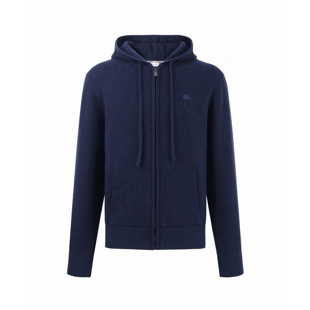 Burberry 巴宝莉 羊毛混纺拉链连帽外套 卫衣 长袖 灰色 蓝色 B0 81121341