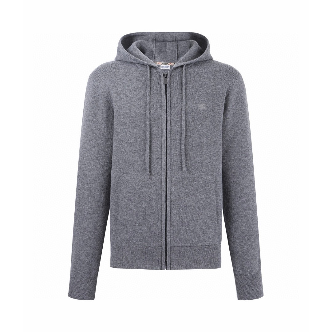 Burberry 巴宝莉 羊毛混纺拉链连帽外套 卫衣 长袖 灰色 蓝色 B0 81121341