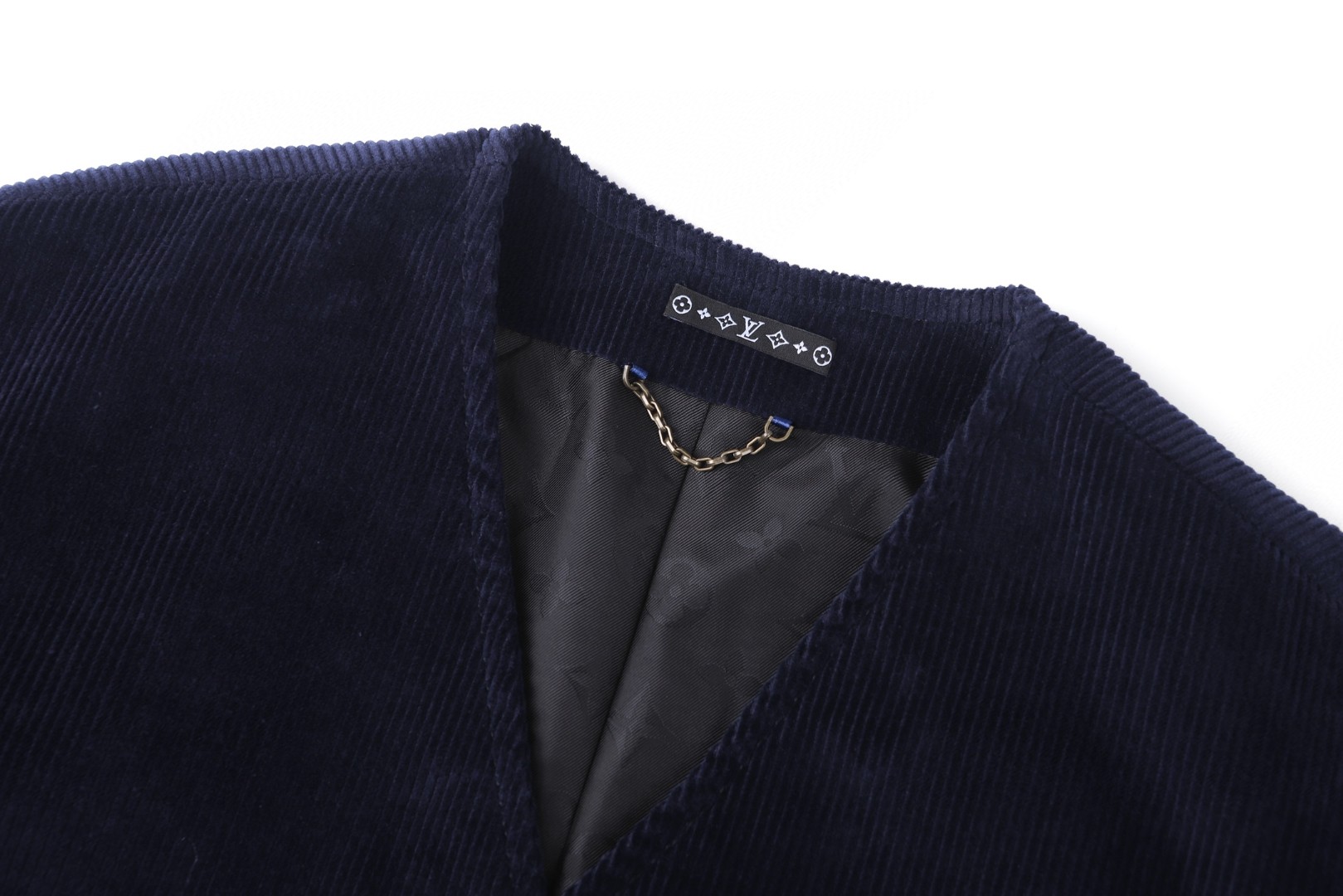 LOUIS VUITTON 路易威登 灯芯绒V领长袖外套 夹克 夜空蓝 B5 1AJBO0