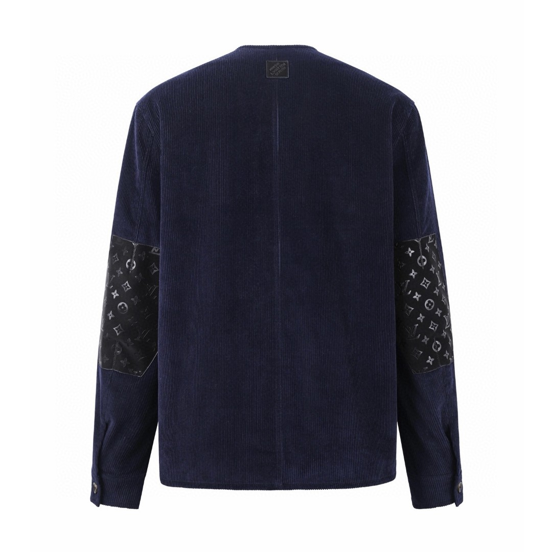 LOUIS VUITTON 路易威登 灯芯绒V领长袖外套 夹克 夜空蓝 B5 1AJBO0