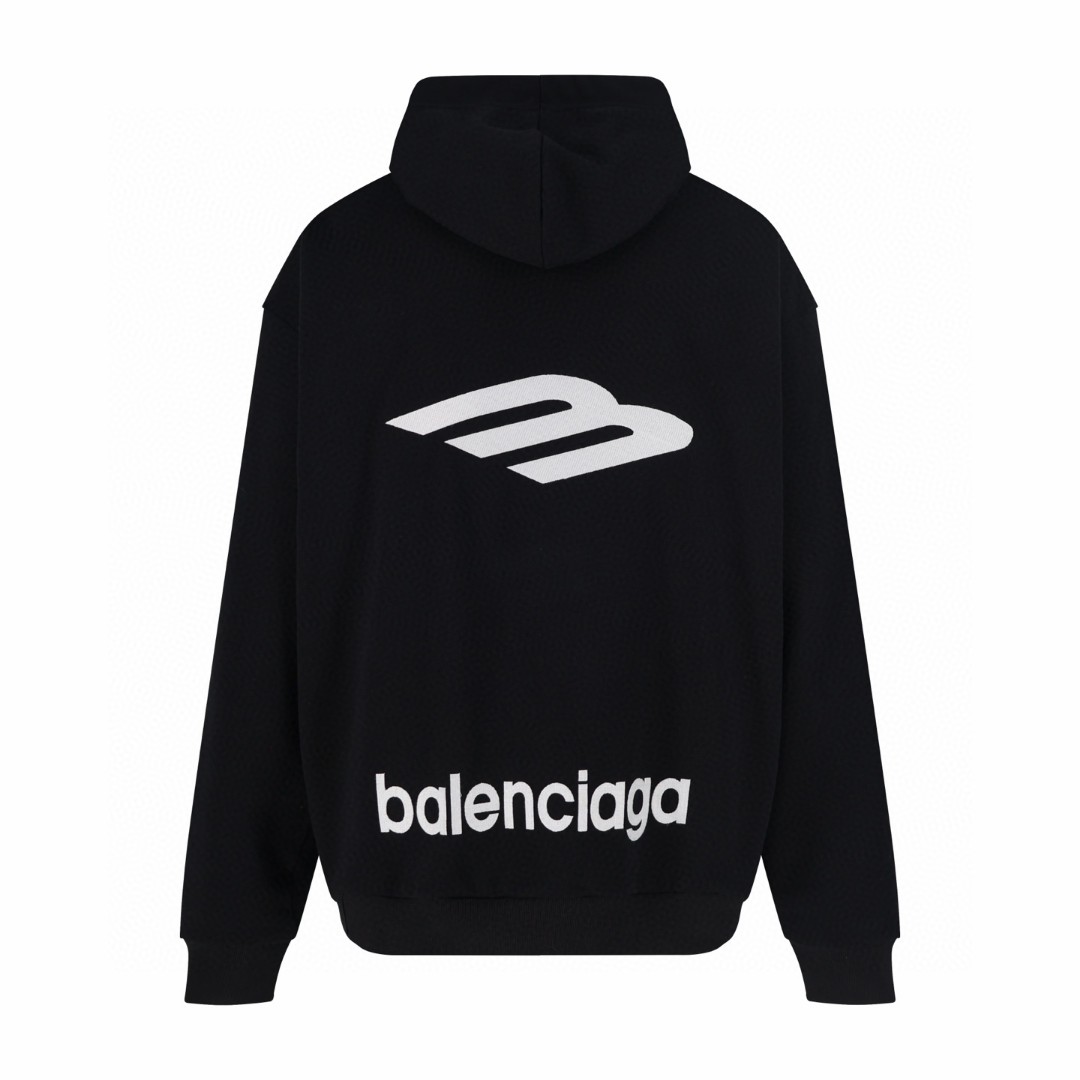 Balenciaga 巴黎世家 滑雪系列3M刺绣半拉链连帽卫衣 外套 长袖 蓝色 黑色 B0 855351TTVK77740