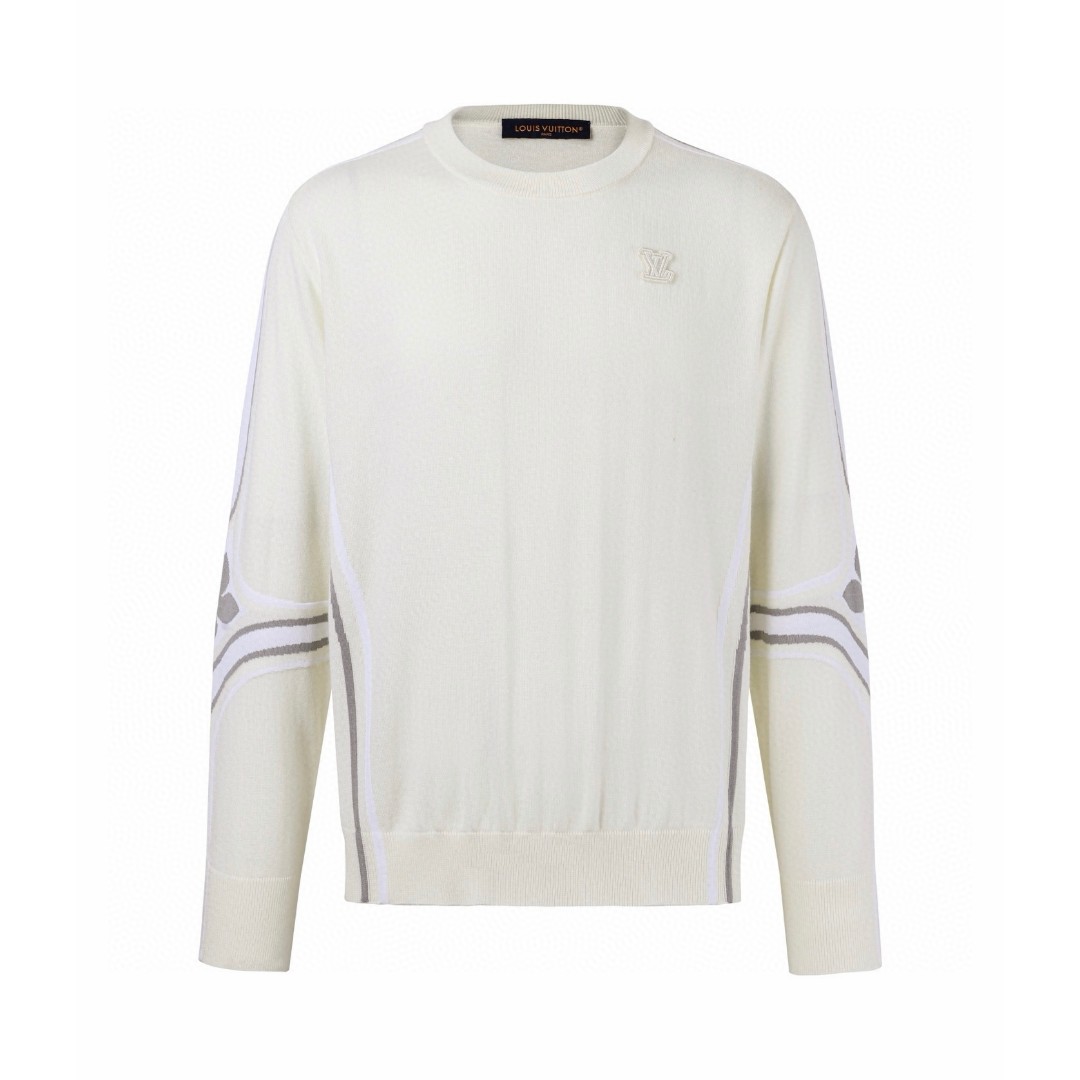 LOUIS VUITTON 路易威登 滑雪系列字母手臂花卉毛衣 针织衫 外套 白色 B0 1AJBW6