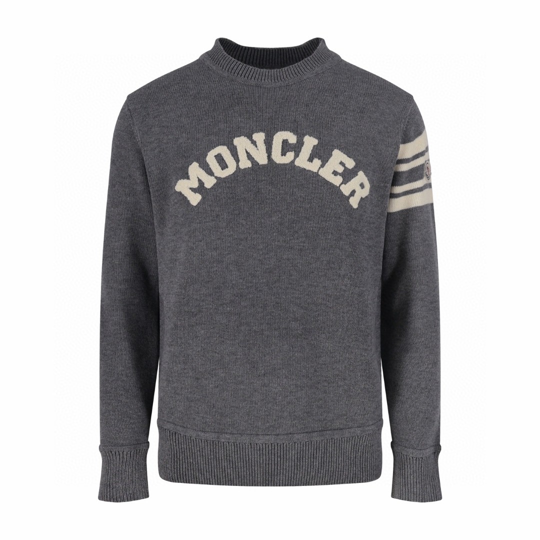 Moncler 蒙口 毛巾刺绣大字母徽标羊毛毛衣 针织衫 秋冬 外套 海军蓝 灰色 B0 K20919C00009M1367776