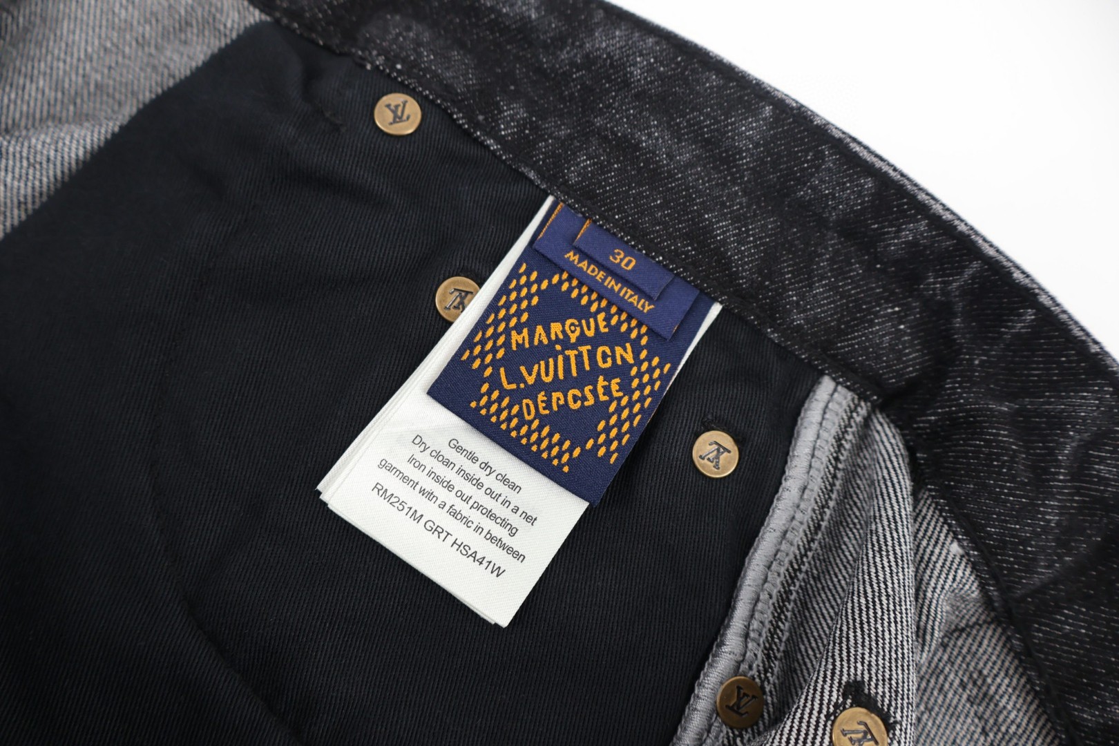 LOUIS VUITTON 路易威登 四叶草老花拼接牛仔裤 裤子 长裤 男款 黑色 B0 1ABYEA