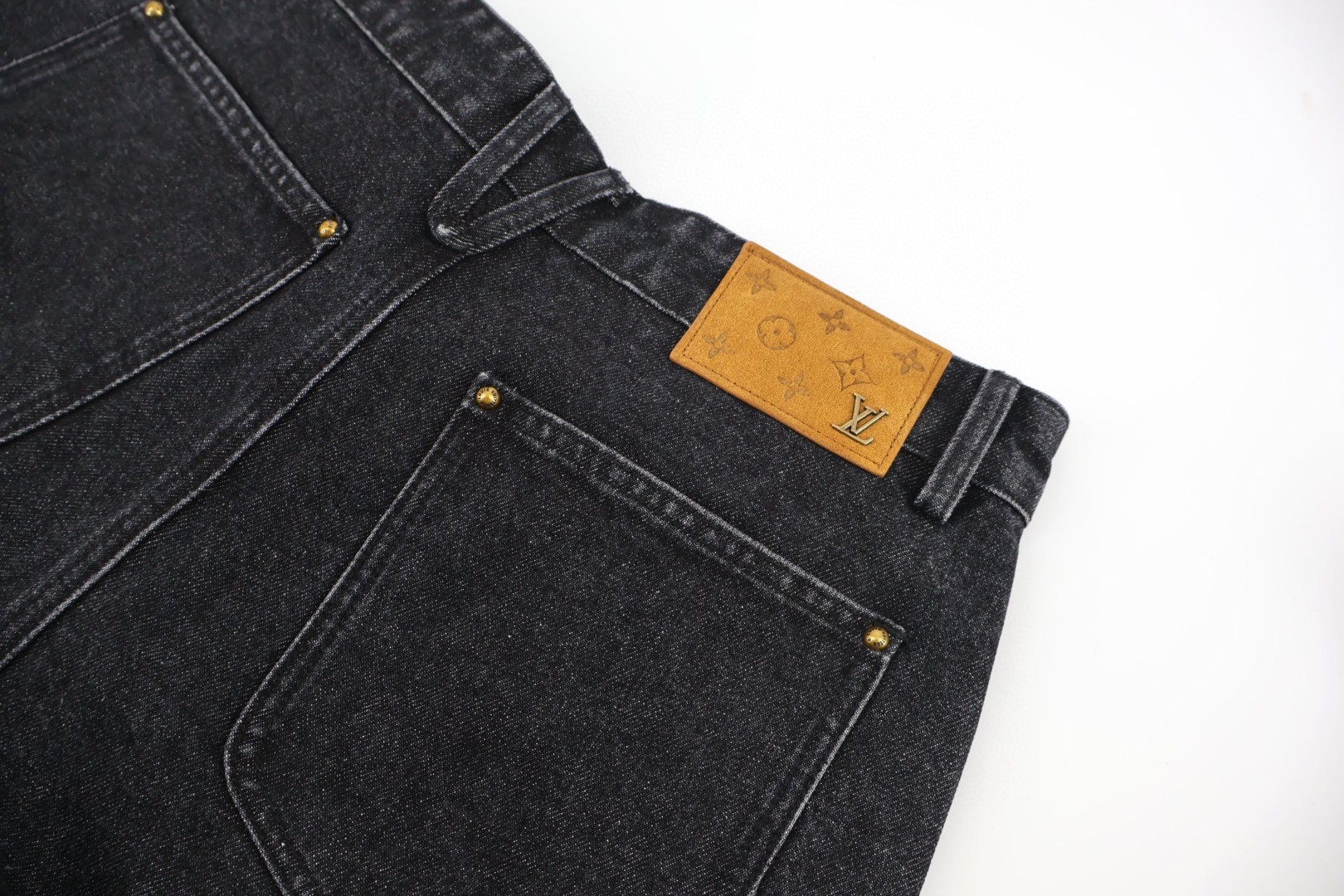 LOUIS VUITTON 路易威登 四叶草老花拼接牛仔裤 裤子 长裤 男款 黑色 B0 1ABYEA