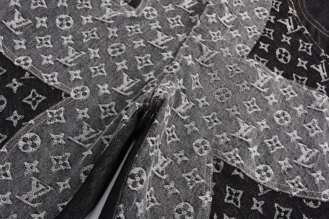 LOUIS VUITTON 路易威登 四叶草老花拼接牛仔裤 裤子 长裤 男款 黑色 B0 1ABYEA
