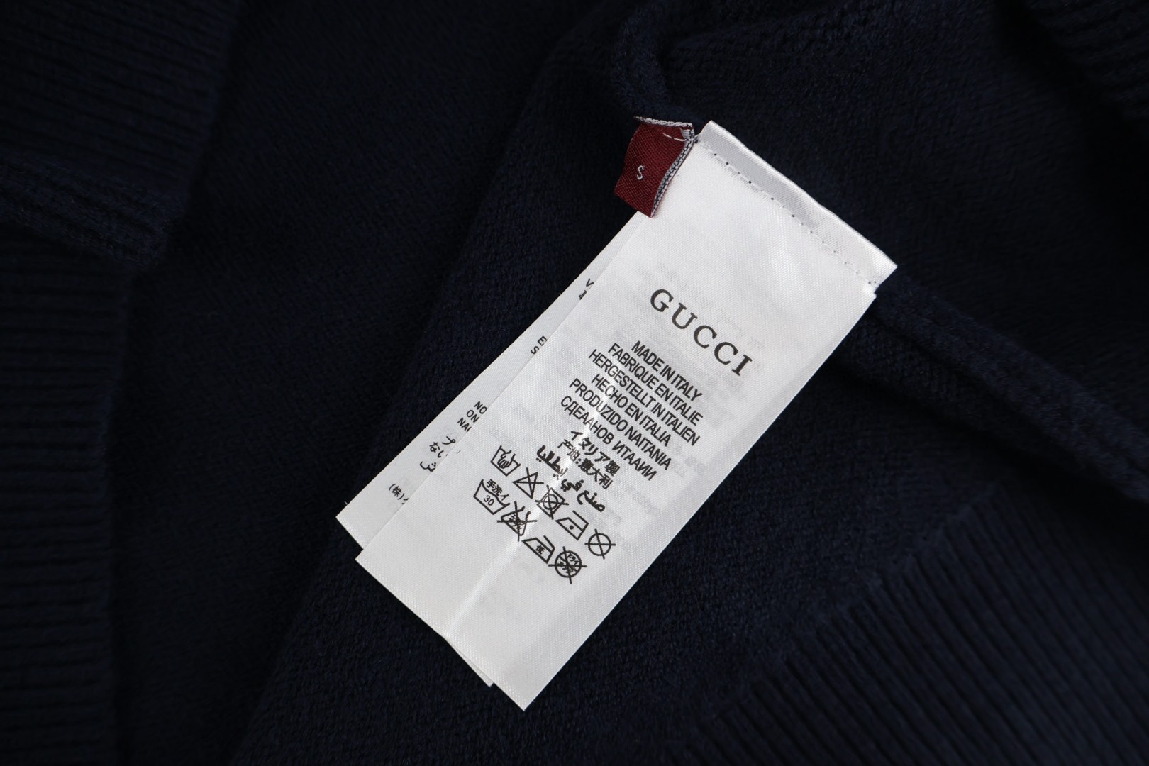 GUCCl 古驰 纯色袋鼠兜字母logo刺绣毛衣 针织衫 外套 长袖 海军蓝 B0 833494-XKEUS-4003