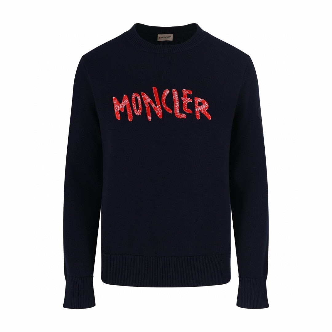 Moncler 蒙口 红刺绣毛衣 针织衫 秋冬 外套 深蓝色 B0 K10919C00008M1367780