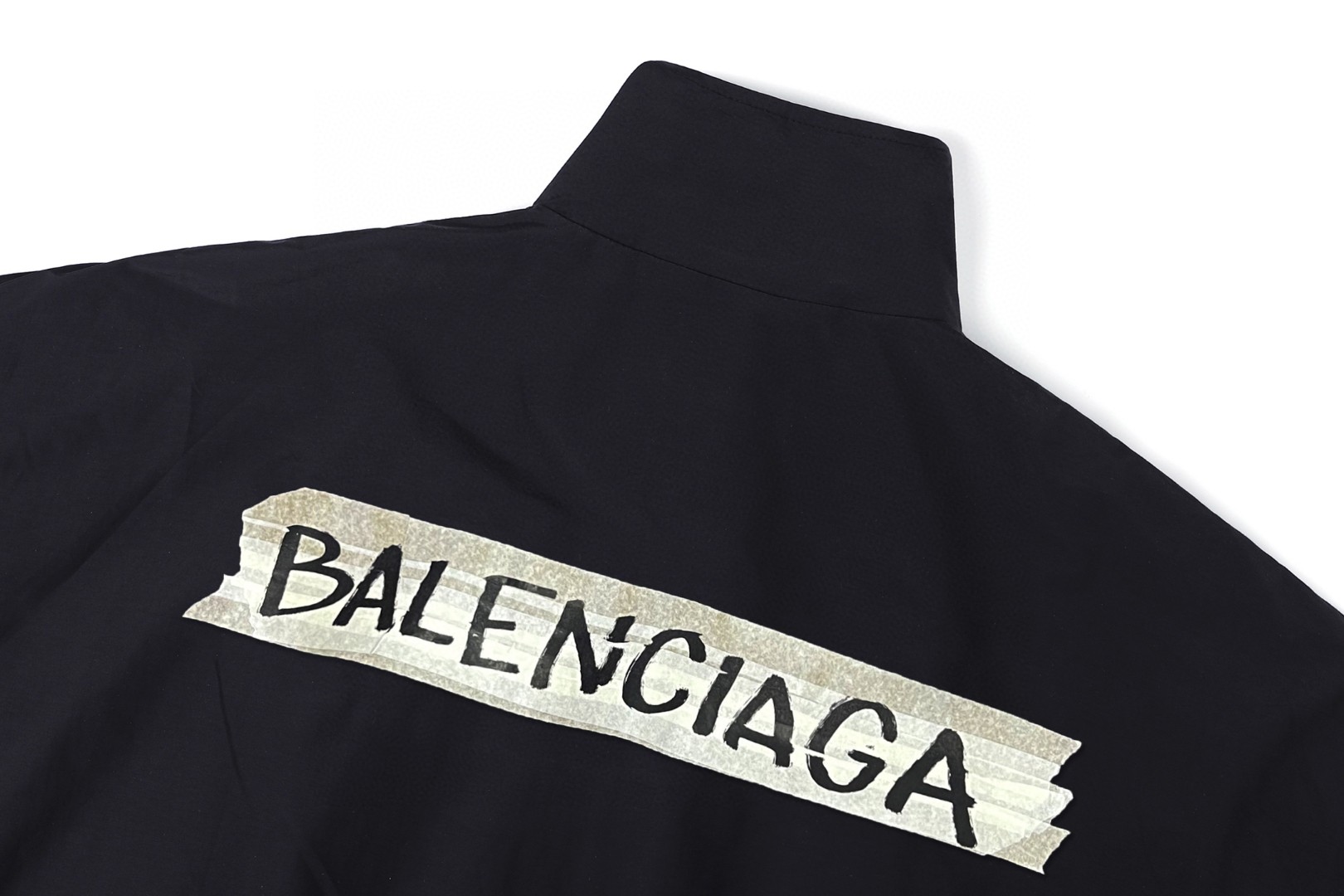 Balenciaga 巴黎世家 胶带印花拉链立领夹克 外套 长袖 黑色 B0 857713TPQ381000