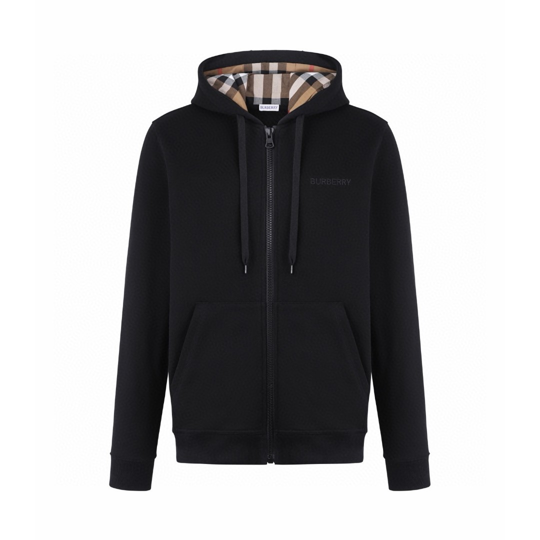 Burberry 巴宝莉 经典刺绣logo拉链连帽卫衣 外套 长袖 黑色 B0 80843761