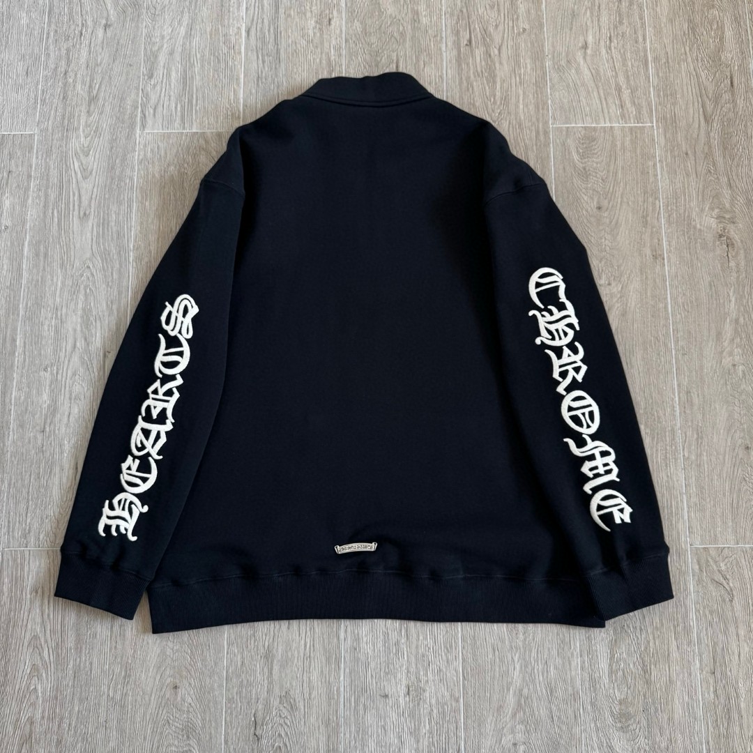 Chrome Hearts 克罗心 梵文刺绣 半拉链卫衣 外套 长袖 男女同款 黑色