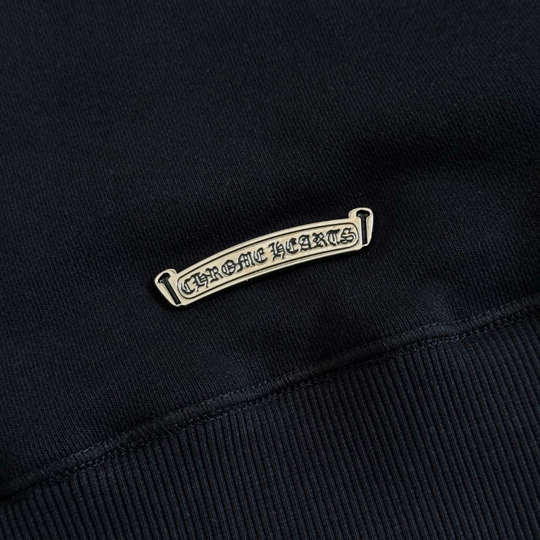 Chrome Hearts 克罗心 梵文刺绣 半拉链卫衣 外套 长袖 男女同款 黑色