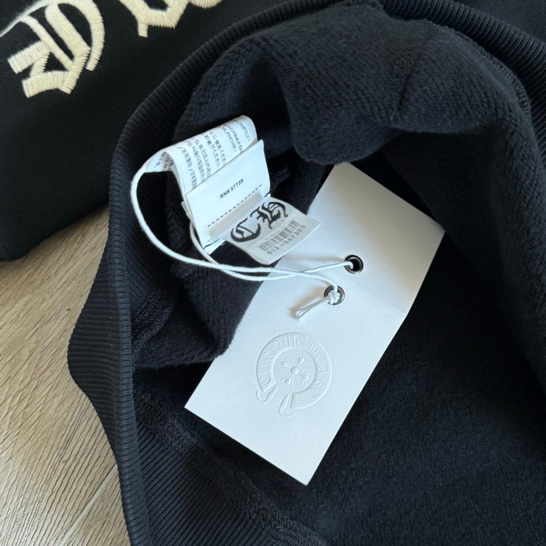 Chrome Hearts 克罗心 梵文刺绣 半拉链卫衣 外套 长袖 男女同款 黑色