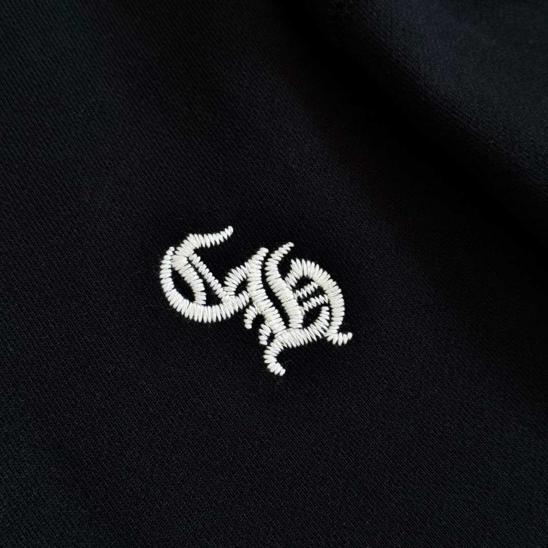 Chrome Hearts 克罗心 梵文刺绣 半拉链卫衣 外套 长袖 男女同款 黑色